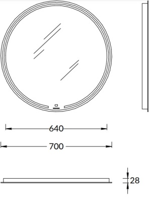 Зеркало MIO круглое с диммером 70, белое Зеркало MIO круглое с диммером 70, белое