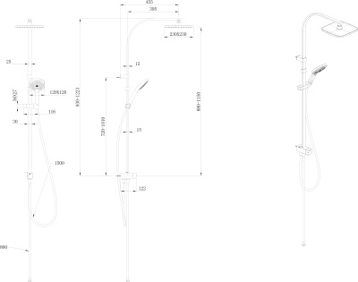 Душевая колонна квадратная FONTE на 2 потока без смесителя, черный матовый Душевая колонна квадратная FONTE на 2 потока без смесителя, черный матовый