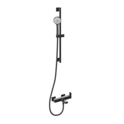 Душевая стойка FUTURA c ручной круглой лейкой и шлангом, без выхода для подачи воды, матовый черный Душевая стойка FUTURA c ручной круглой лейкой и шлангом, без выхода для подачи воды, матовый черный