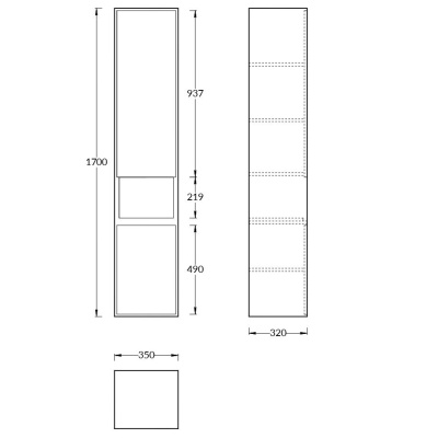 Пенал PLAZA Modern подвесной 170, белый глянцевый