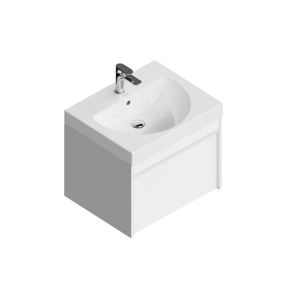 Тумба MODULA подвесная 60 с ящиком 1+1, белая глянцевая