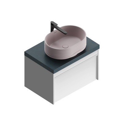 Тумба MODULA подвесная 70 с ящиком 1+1, белая глянцевая