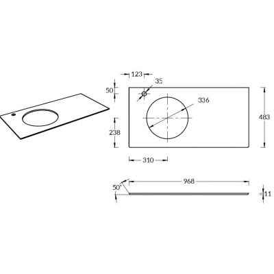 Столешница из керамогранита Ониче 97, синяя (спец. изделие декоративное) Столешница из керамогранита Ониче 97, синяя (спец. изделие декоративное)