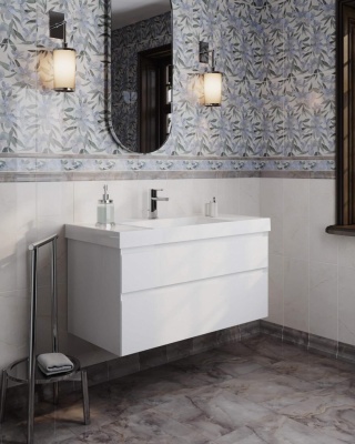 Раковина CUBO подвесная/мебельная 100, белая глянцевая